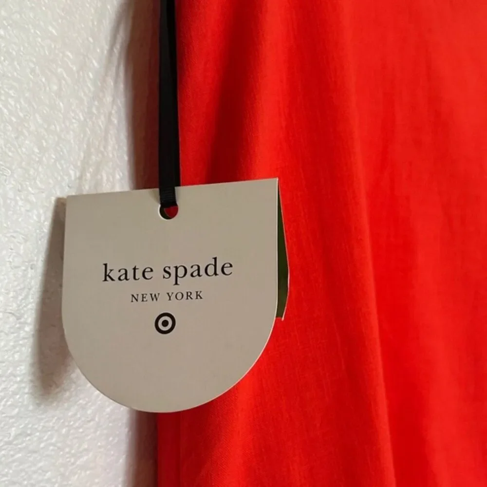 Kate Spade for Target Vibrant Scalloped Linen Dress Size Sm Oversized NWT Orange